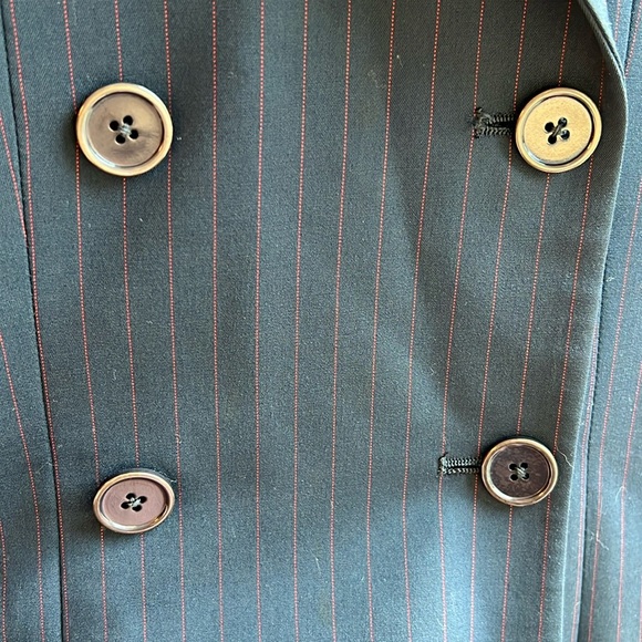 Vintage Ralph by Ralph Lauren Pinstripe Double Breasted Wool Rayon Blazer 4 - Picture 5 of 10